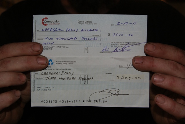 2 wonderful cheques for Cerebral Palsy
