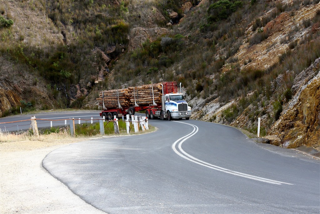 One has to watch out when going around bends - log trucks and tourists!!!