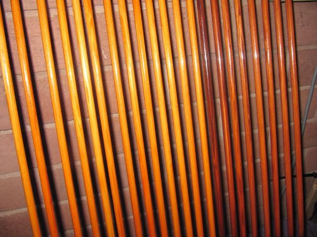 Douglas fir shafts being made into arrows...