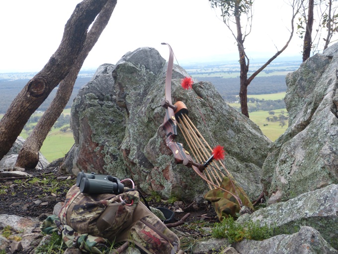 Some of the surrounding country side with my bow leaning on the rock