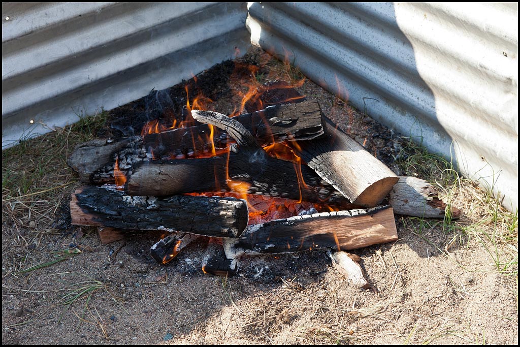 Making some Ironbark coals