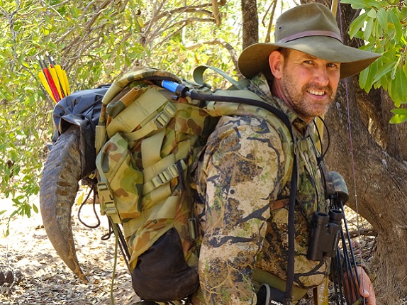 Backpacking horns out, weighed it back at camp. 55lbs, hard work in 37deg heat