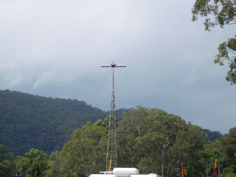 grey clouds behind the  popinjay