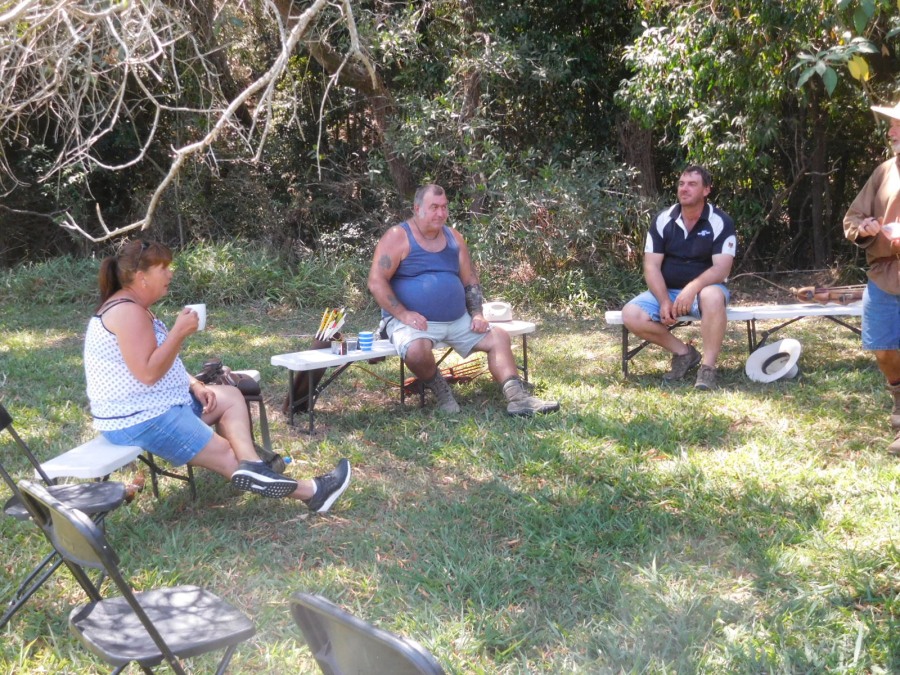 enjoying the shade at the tea tent