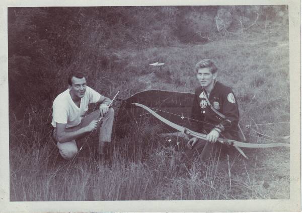 Reg O'Reilly and Dale Marsh with the first arrows on the first target.