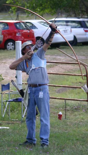 Pete
<br />
<br />&quot;Now if I aim in the middle of that cloud.&quot;  That is a Spotted Gum ELB pulling about 45lb.  The arrows are some of Keith's Vic Ash shafts.